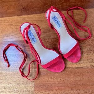 Steve Madden Pattrice Red Suede Lace Up Heels - 7M